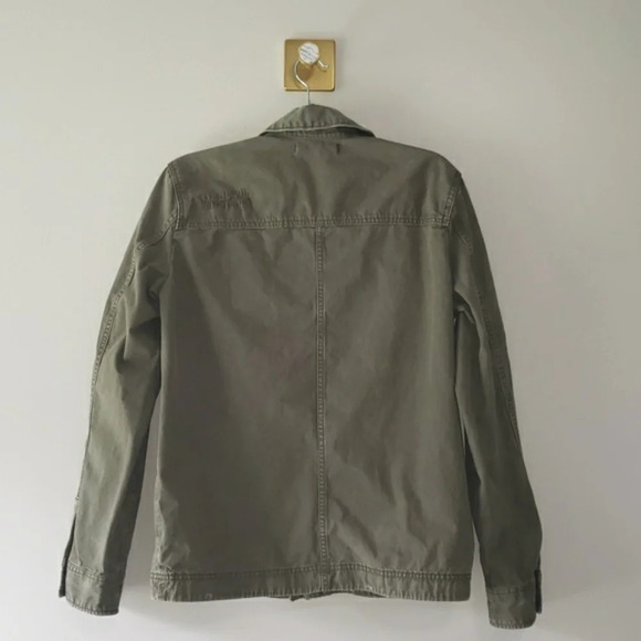 American Eagle Outfitters 100% Cotton Jacket Small Army Green Distressed Pockets - Picture 5 of 11